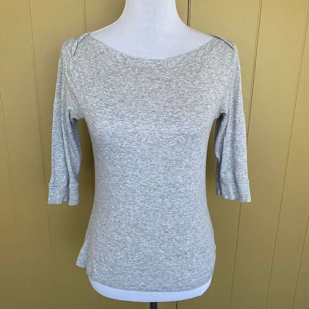 Old Navy women M 100% cotton 3/4 sleeve boatneck shirt grey